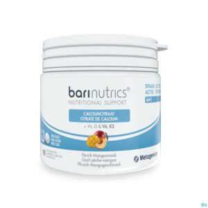 Packshot Barinutrics Calciumcitraat Perzik-mango Kauwcomp90