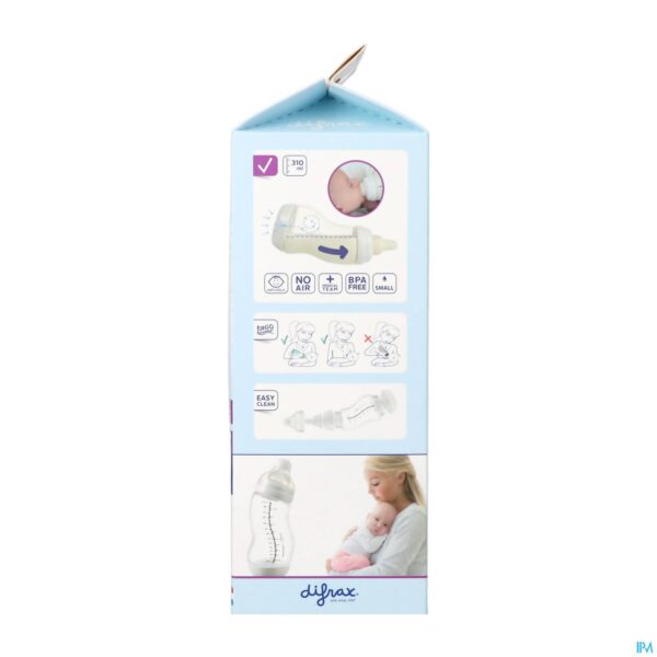Packshot Difrax S-fles Breed Glas Wit 310ml