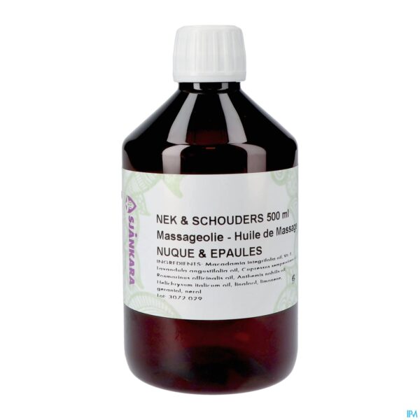 Packshot Sjankara Nek & Schouders Massageolie 500ml