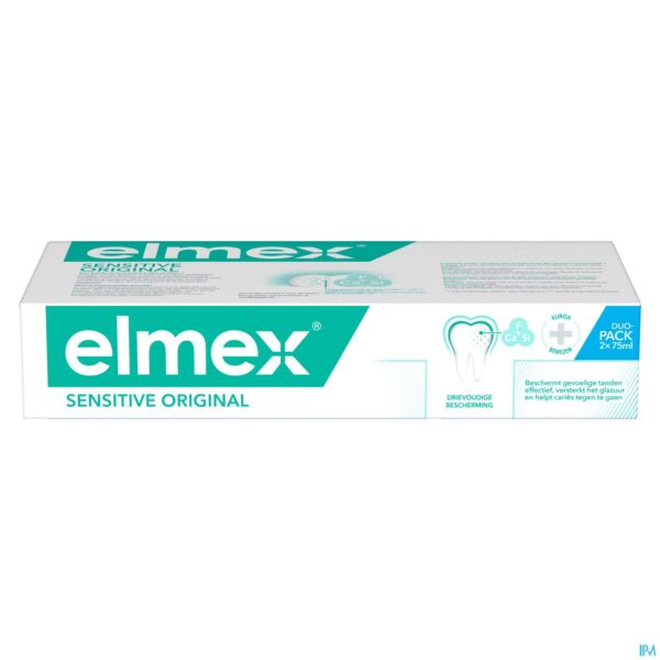 Packshot Elmex Sensitive Original Tandpasta Tube 2x75ml