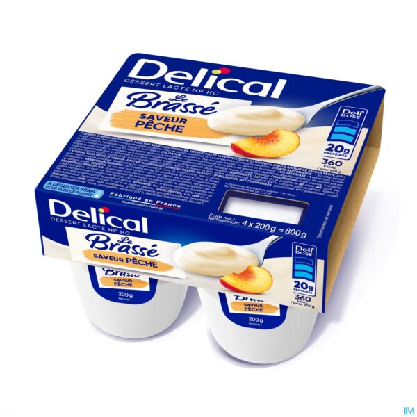 Packshot Delical Le Brasse Perzik 4x200g
