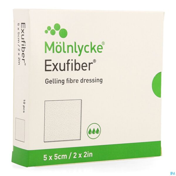 Packshot Exufiber Gelling Fibre Dressing Ster 5 X 5cm 10