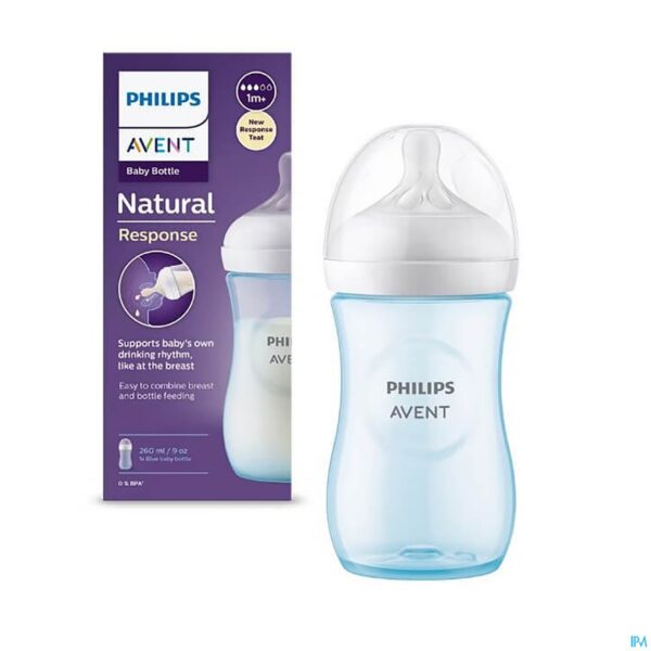 Productshot Philips Avent Natural 3.0 Zuigfles Blauw 260ml