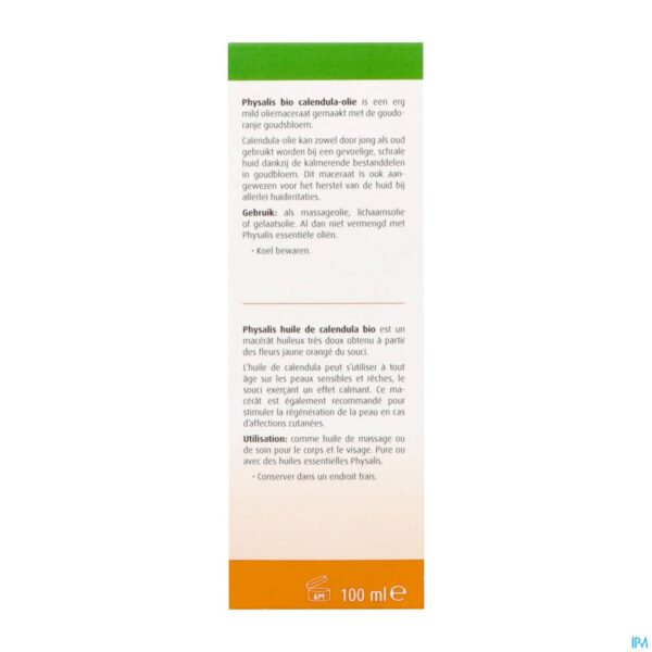 Packshot PHYSALIS CALENDULA PLANT OLIE 100 ML