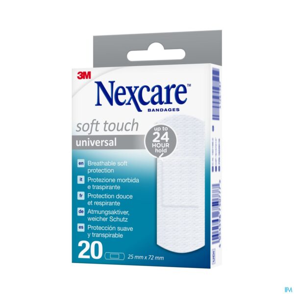 Packshot Nexcare 3m Soft Touch Universal 25mmx72mm Strips20