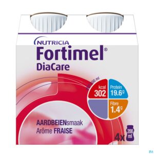 Packshot Diacare Aardbei 4x200ml