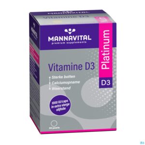 Packshot Mannavital Vitamine D3 Platinum Caps 90