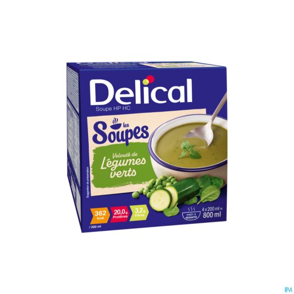 Packshot Delical Soupe Veloute Legumes Verts 4x200ml