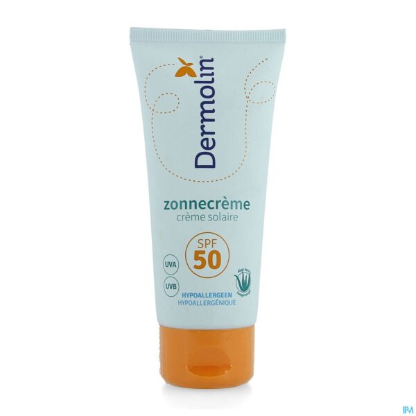 Packshot Dermolin Zonnecreme Spf50 Tube 75ml Packshot Dermolin Zonnecreme Spf50 Tube 75ml