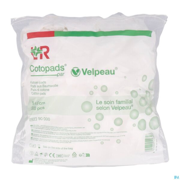 Packshot Cotopads Velpeau 5x5cm Zakje 500 90000