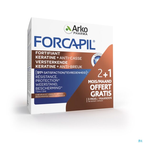 Packshot Forcapil Keratine+ Lot Caps 180 Packshot Forcapil Keratine+ Lot Caps 180