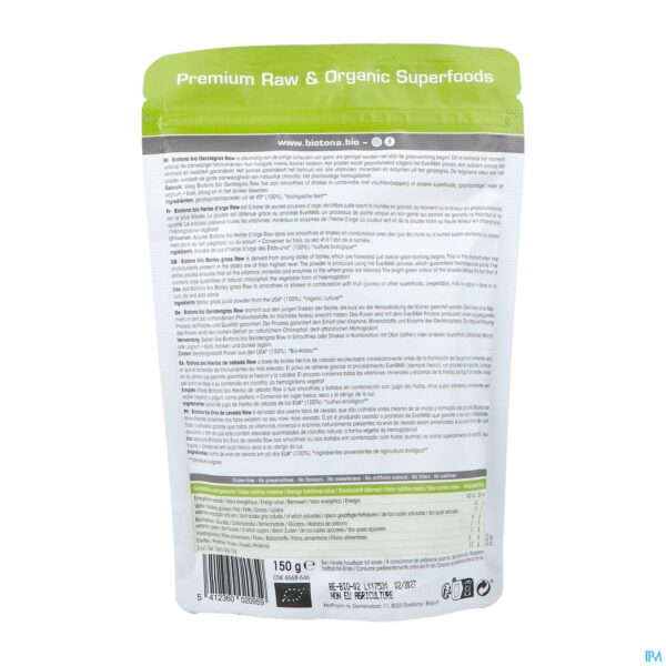 Packshot Biotona Bio Gerstegras Raw 150g