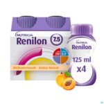 Packshot Renilon 7.5 Abrikoos Fles 4x125ml 177033 Nf