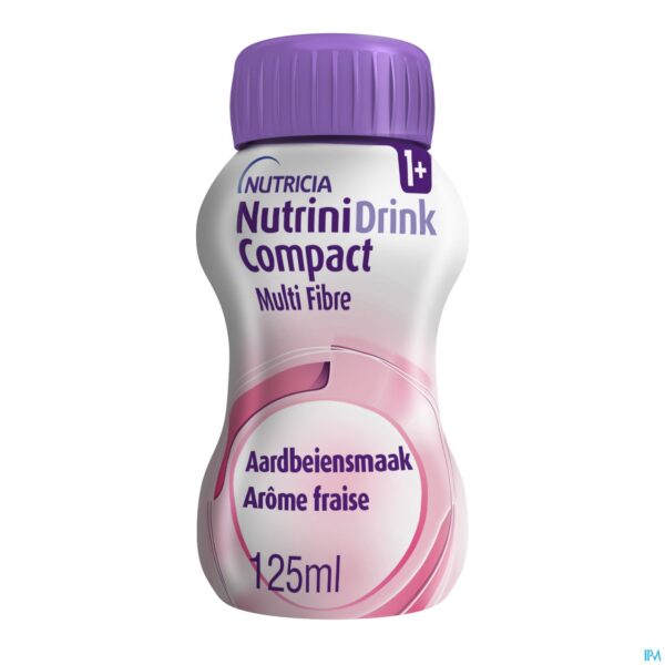 Packshot Nutrinidrink Compact Multi Fibre Aardbei 4x125ml