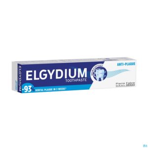 Packshot Elgydium Tandpasta A/plak Tube 75ml