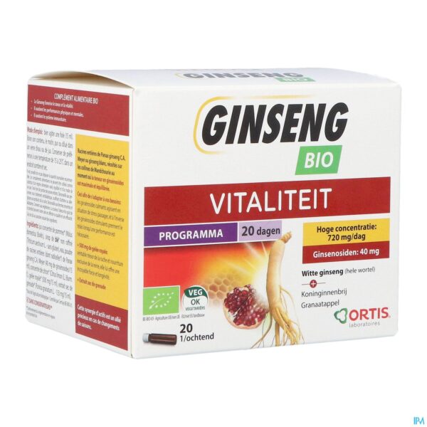 Packshot Ortis Ginseng Bio Z/alcohol 20x15ml