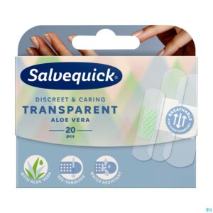 Packshot Salvequick Transparente Pleisters Aloe Vera 20