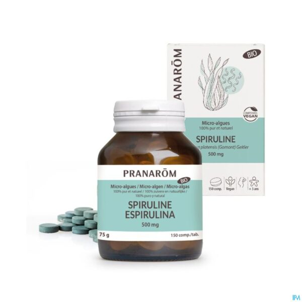 Productshot Pranarom Microalgues Spiruline Tabl 150x500mg