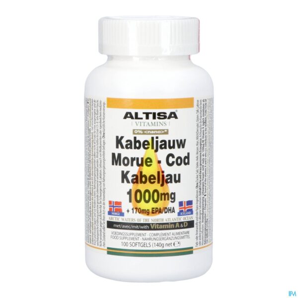 Packshot Altisa Levertraanolie 1000mg Caps 100 Packshot Altisa Levertraanolie 1000mg Caps 100