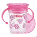 Productshot Nuby 360° Wonder Cup Uit Tritan Roze 240ml 6m+
