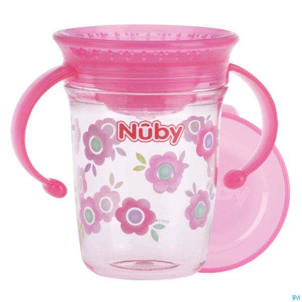 Productshot Nuby 360° Wonder Cup Uit Tritan Roze 240ml 6m+