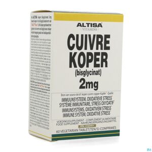 Packshot Altisa Koper Bisglycinaat 2mg Comp 60