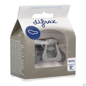 Packshot Difrax Fopspeen Dental 6m+ Uni/pure Grijs/clay