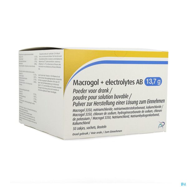 Packshot Macrogol+electrolytes AB 13,7g Pdr Opl Zakje 50