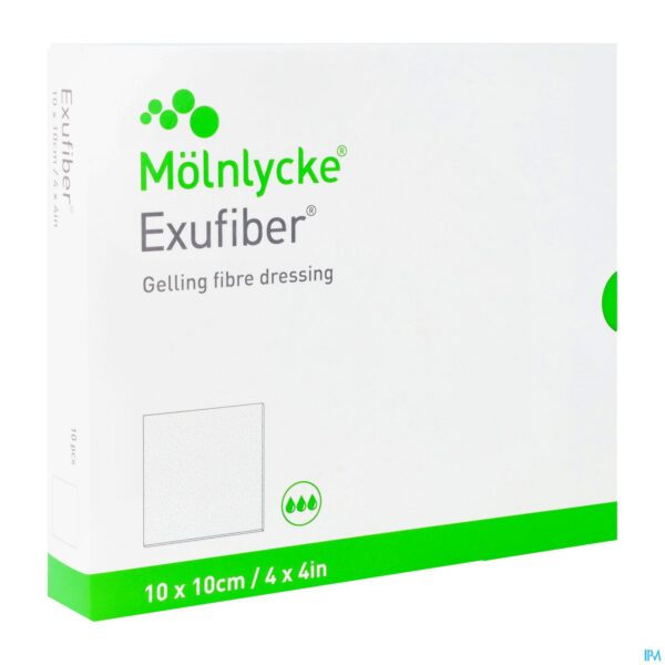Packshot Exufiber Ag Gel.fibre Dressing Ster 10 X 10cm 10