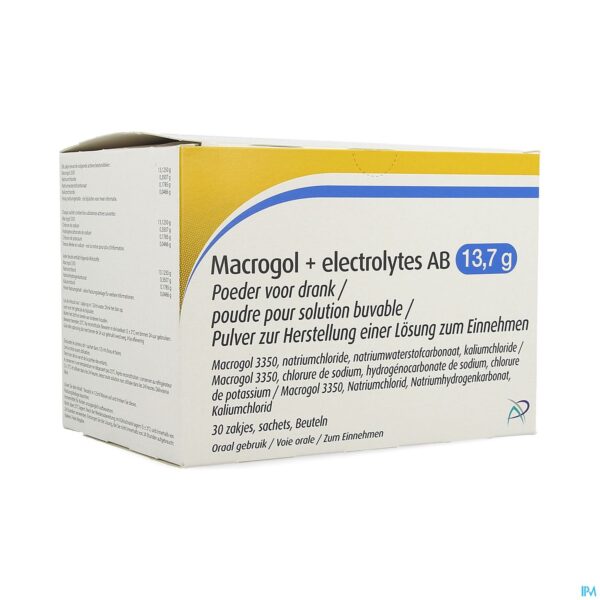 Packshot Macrogol+electrolytes AB 13,7g Pdr Opl Zakje 30