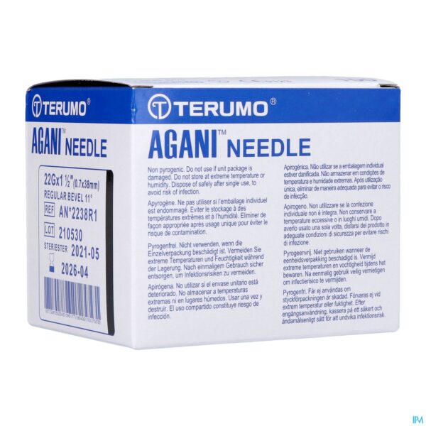 Packshot Terumo Naald Agani 22g 1 1/2 Rb Zwart 100