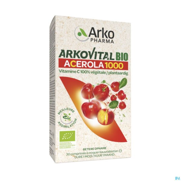 Packshot Arkovital Acerola 1000 Bio Kauwtabl 30