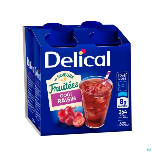 Packshot Delical Fruitdrink Druif 4x200ml Packshot Delical Fruitdrink Druif 4x200ml