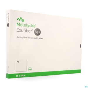 Packshot Exufiber Ag Gel.fibre Dressing Ster 15 X 15cm 10