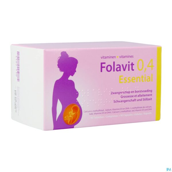 Packshot Folavit 0,4mg Essential Tabl 90 + Caps 90 Nf Packshot Folavit 0,4mg Essential Tabl 90 + Caps 90 Nf