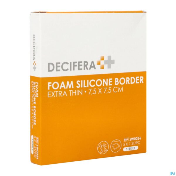 Packshot Decifera Foam Silicone Border Extra Thin 7,5x7,5cm Packshot Decifera Foam Silicone Border Extra Thin 7,5x7,5cm