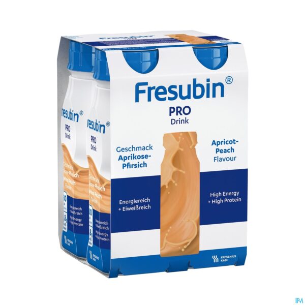Packshot Fresubin Pro Drink Abrikoos Perzik Fl 4x200ml Packshot Fresubin Pro Drink Abrikoos Perzik Fl 4x200ml