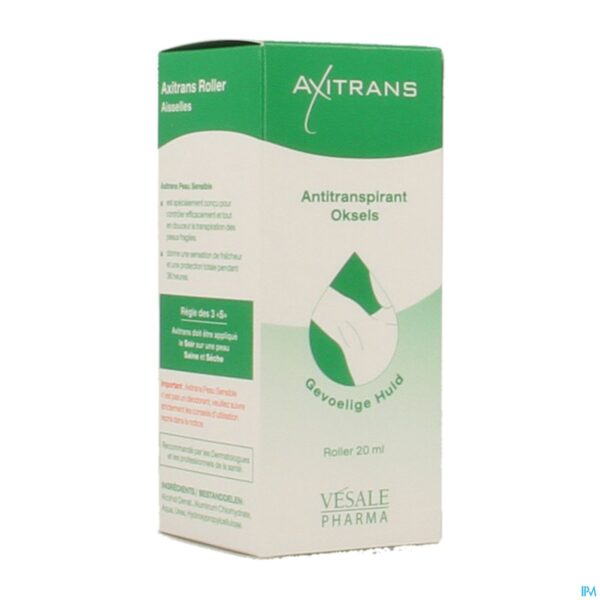 Packshot Axitrans Roller Gevoelige Huid A/transpirant 20ml