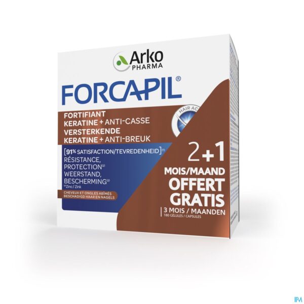 Packshot Forcapil Keratine+ Lot Caps 180