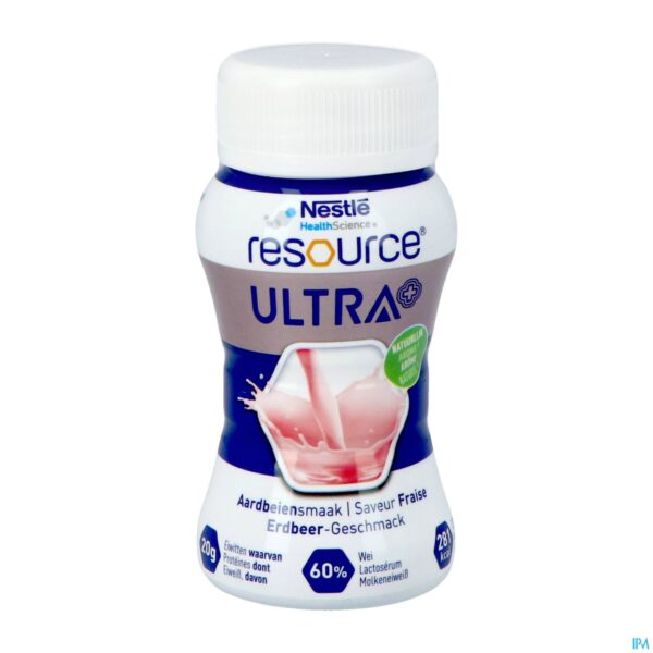 Productshot Resource Ultra+ Aardbeiensmaak 4x125ml