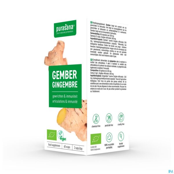 Packshot Purasana Vegan Gember V-caps 60 Packshot Purasana Vegan Gember V-caps 60