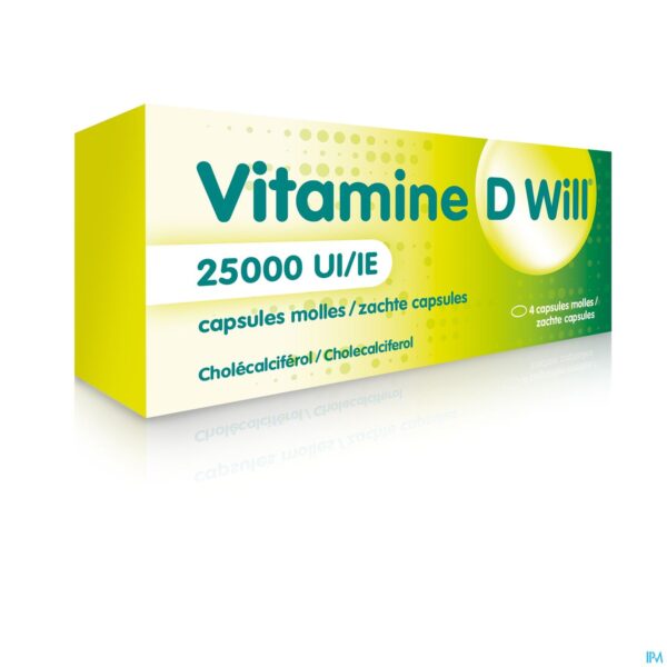 Packshot Vitamine D Will 25000ie Zachte Caps 4 Packshot Vitamine D Will 25000ie Zachte Caps 4