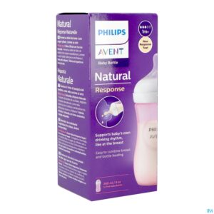 Packshot Philips Avent Natural 3.0 Zuigfles Roze 260ml
