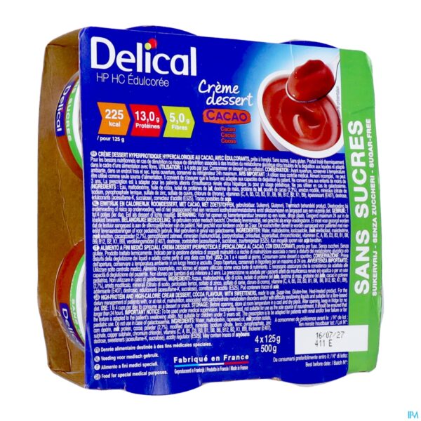 Packshot Delical Creme Dessert Hp-hc Z/suiker Cacao 4x124g