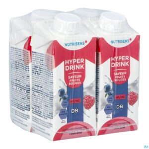 Packshot Nutrisens Hyperdrink Db Lact Rode Vruchten 4x200ml