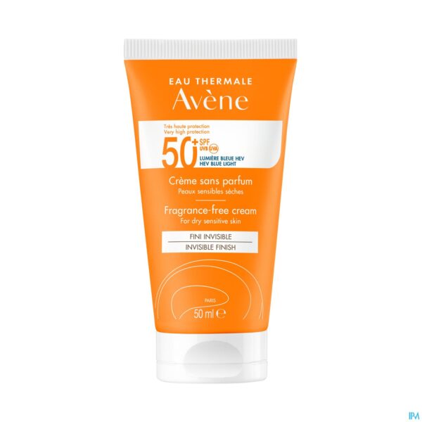 Packshot Avene Zon Spf50+ Creme Zonder Parfum 50ml