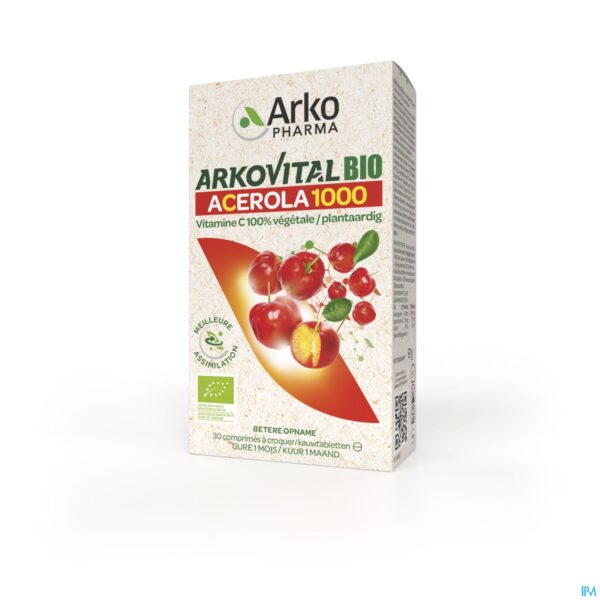 Packshot Arkovital Acerola 1000 Bio Kauwtabl 30