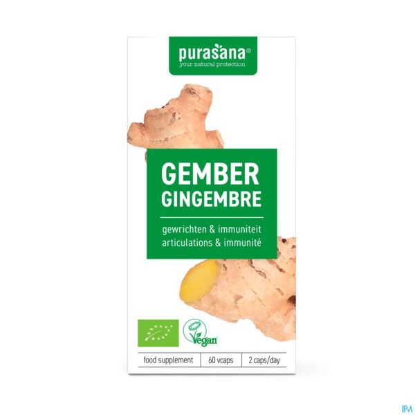 Packshot Purasana Vegan Gember V-caps 60