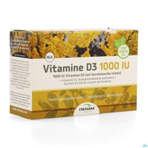 Packshot Vitamine D3 1000iu + K2 Plantaardig Caps 60