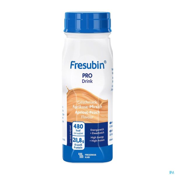 Productshot Fresubin Pro Drink Abrikoos Perzik Fl 4x200ml